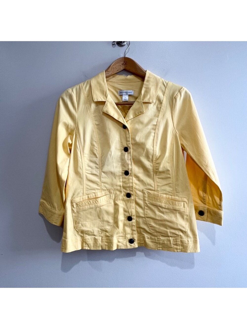 Christopher & Banks Button Up Utility Jacket Womens M Yellow 3/4 Sleeve
